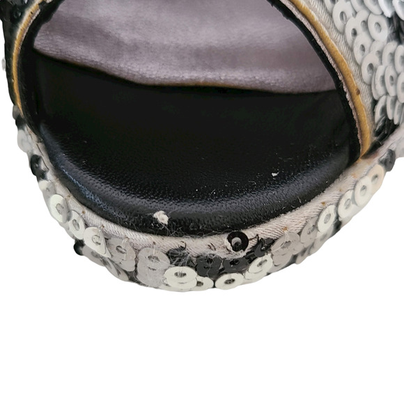 COACH Ashley Sequined Animal Print Open‎ Toe Platform Pumps Women's Size 7.5B - Picture 13 of 14